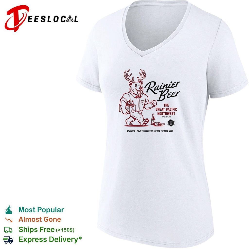 Rainier beer bear mascot leave your empties shirt