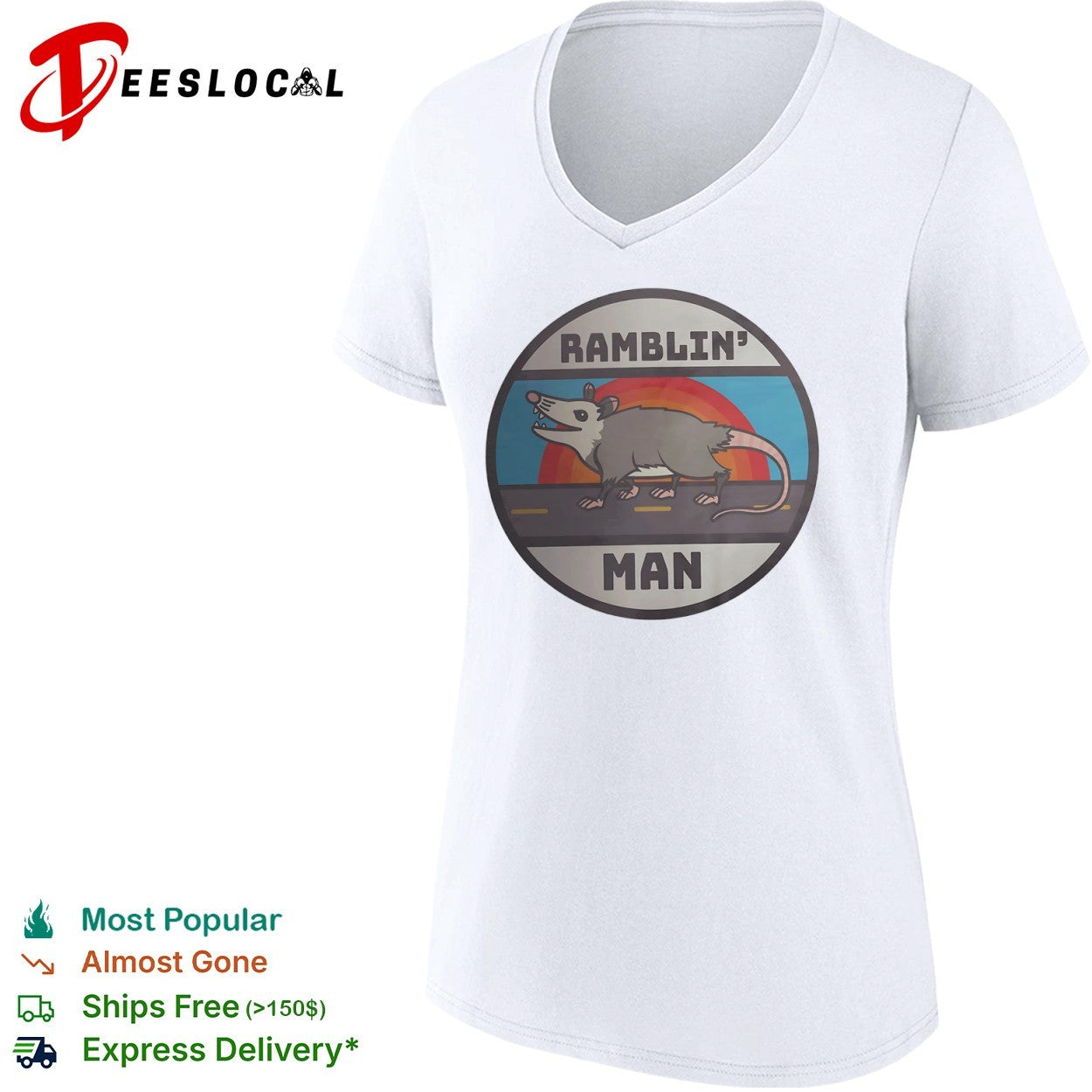 Ramblin Man Opossum Road Retro Sunset Shirt