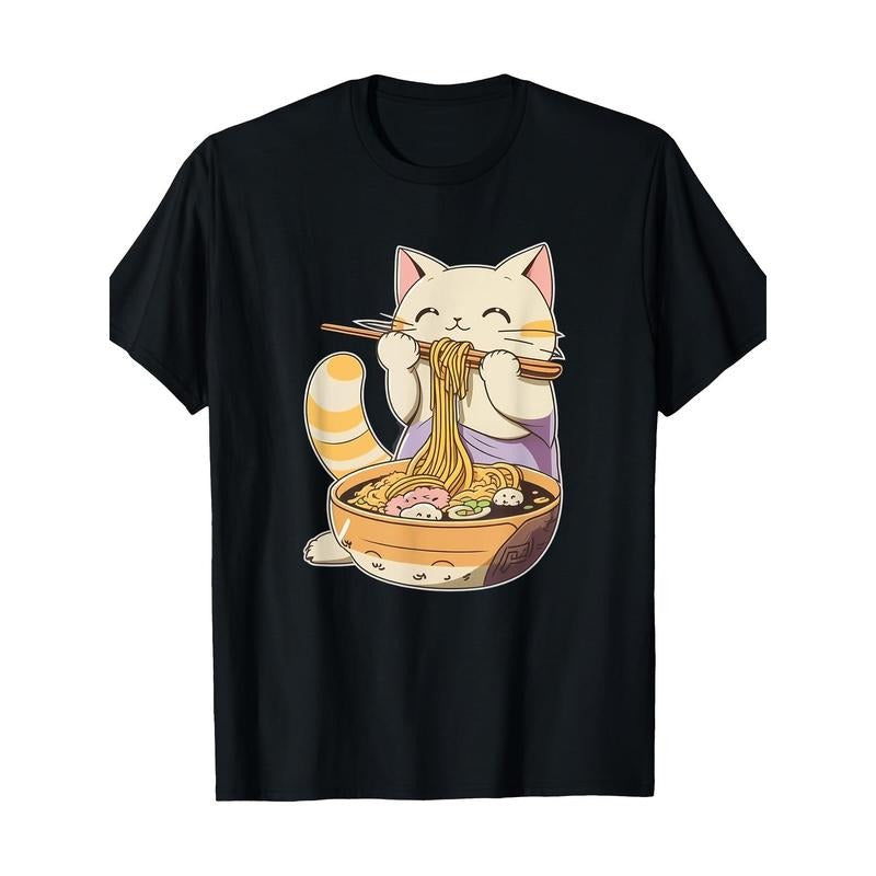 Ramen Cat Kawaii Lovers220g100% CottonT-Shirt  made in usa Hoodie Sweatshirt | PrintMintTees.com