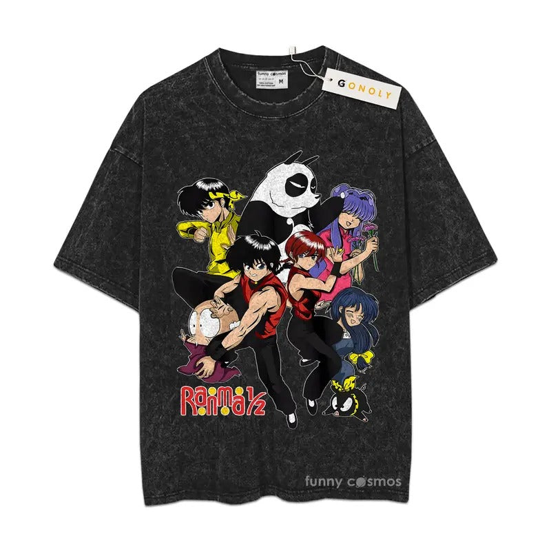 Ranma 1,2 Nibunnoichi Japanese Kawai Shortsleeve New Top Mineral Wash TShirt Hoodie Sweatshirt | PrintMintTees.com