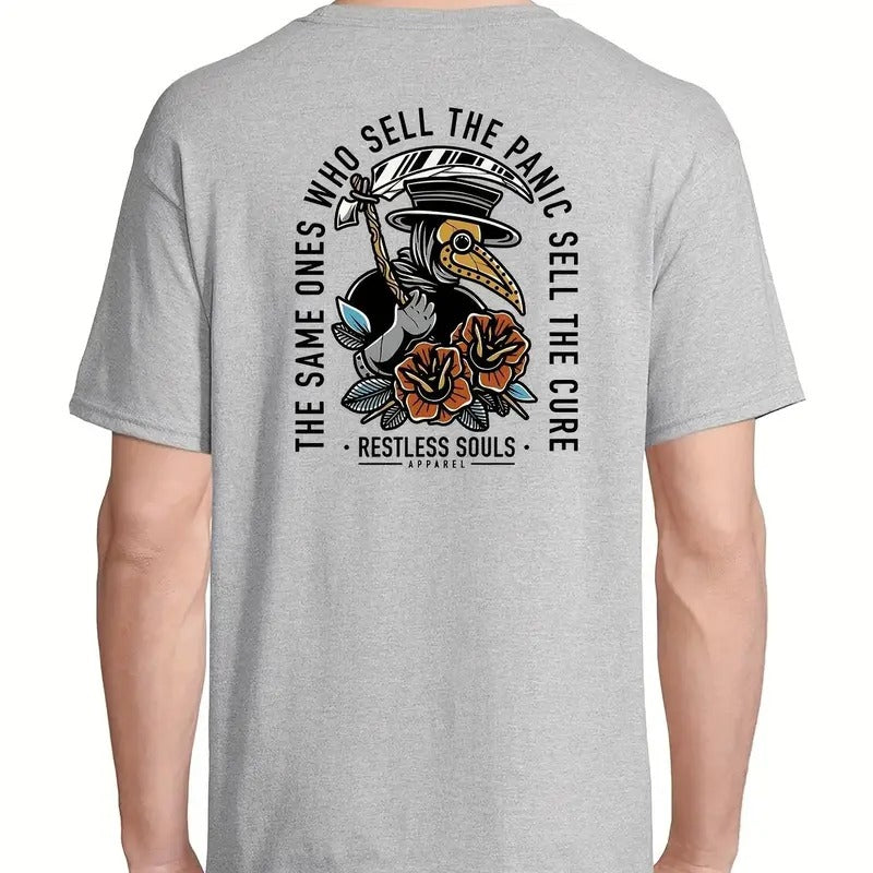 Raven Doctor Art T-Shirt, Restless Soul, Sell The Panic Sell The Cure, Casual Tee Hoodie Sweatshirt | PrintMintTees.com