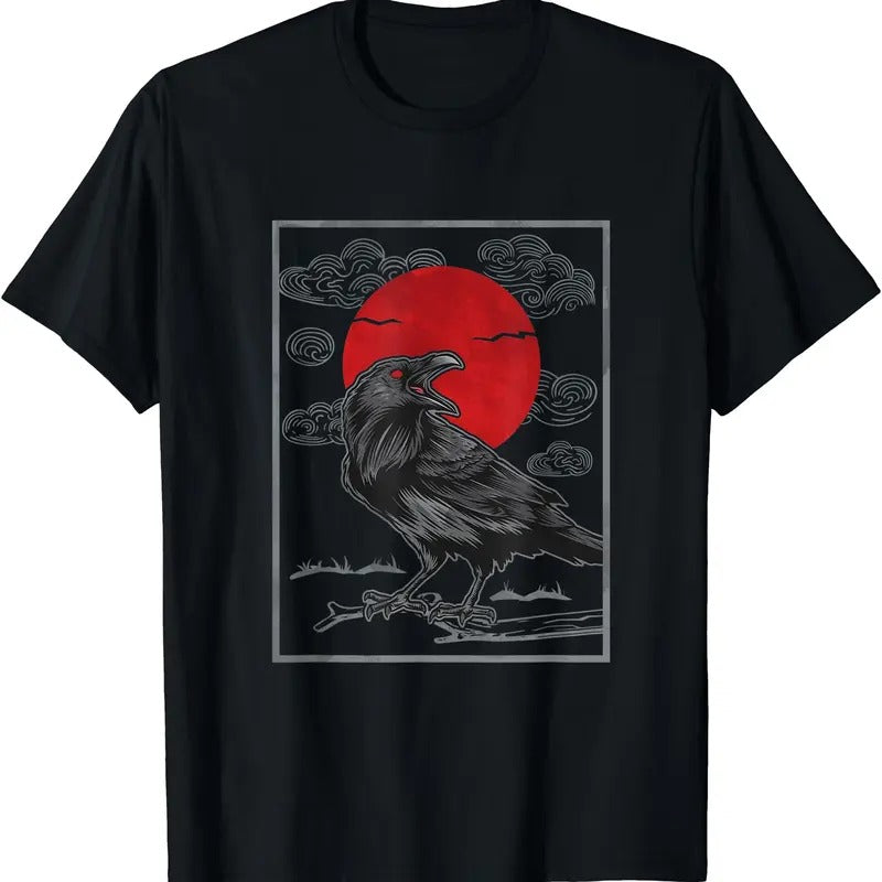 Raven Red Moon Anime Japanese Art TShirt Hoodie Sweatshirt | PrintMintTees.com