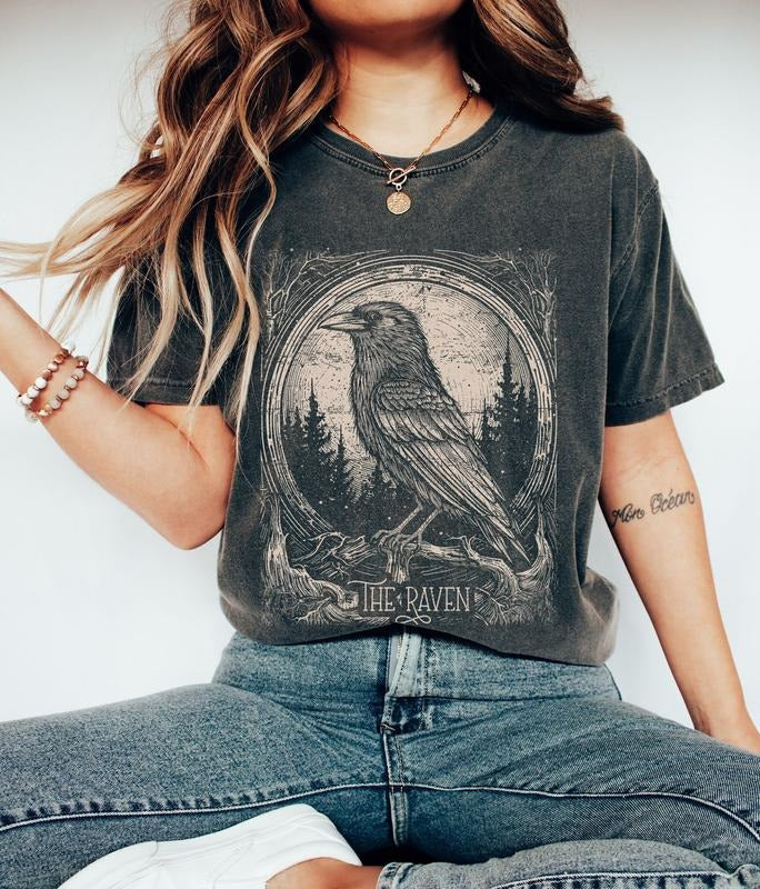 Raven Shirt Dark Academia Bookish Poet Shirt Goth Tarot Card Edgar Allan Poe Vintage Inspired T-Shirts, Hoodie, Sweatshirt