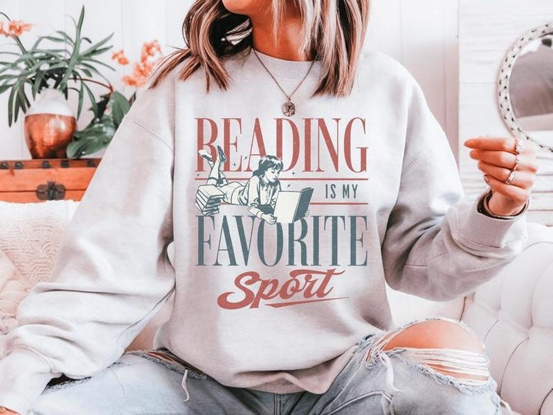 Reading Is My Favorite Sport Sweatshirt, Bookish Gildan Crewneck, Reader Gift, Vintage Reading Shirt, Cozy Bookworm...