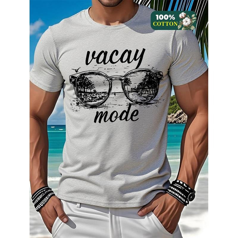 Ready Stock S-2XL Men's Full Cotton T-shirt Sunglasses Letter Graphics Short Sleeve Tees for Streetwear DY17 Hoodie...