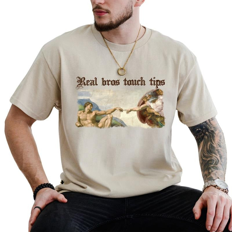 Real Bros Touch Tips Shirt for Men, Funny Meme T-shirt, Oddly Specific Gifts, Weird Gift For Him, Sarcastic Classic...