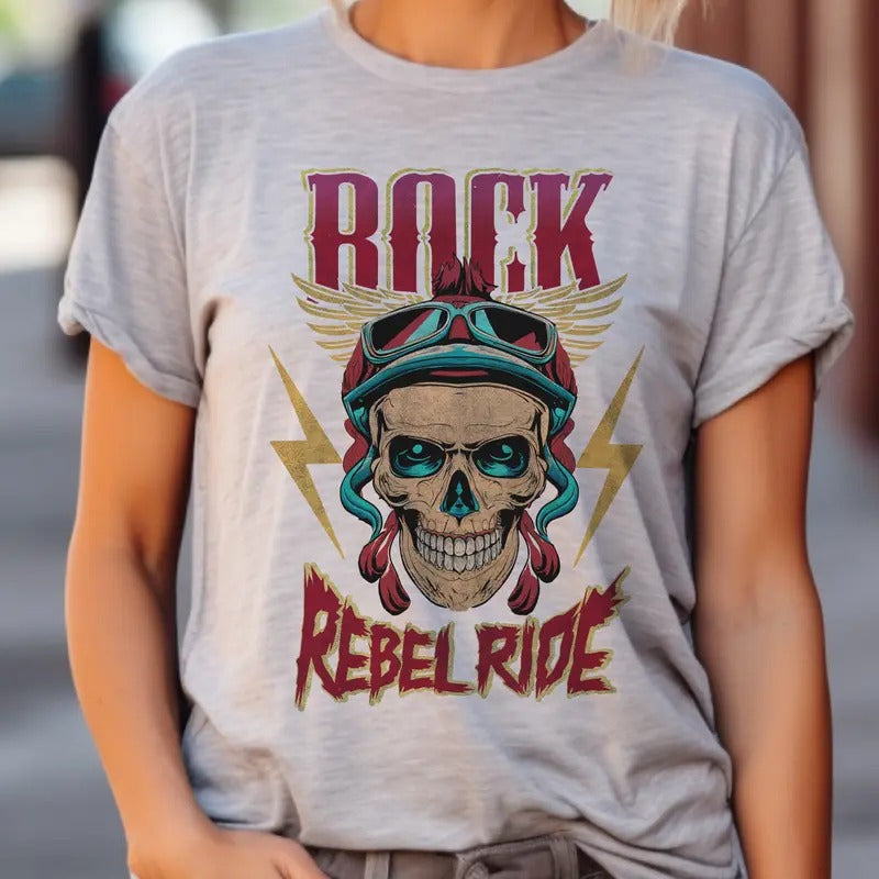 Rebel Rock and Roll Tees Rock and Roll Concert Tshirts Skull Rocker T-Shirts Hoodie, Sweatshirt | PrintMintTees.com