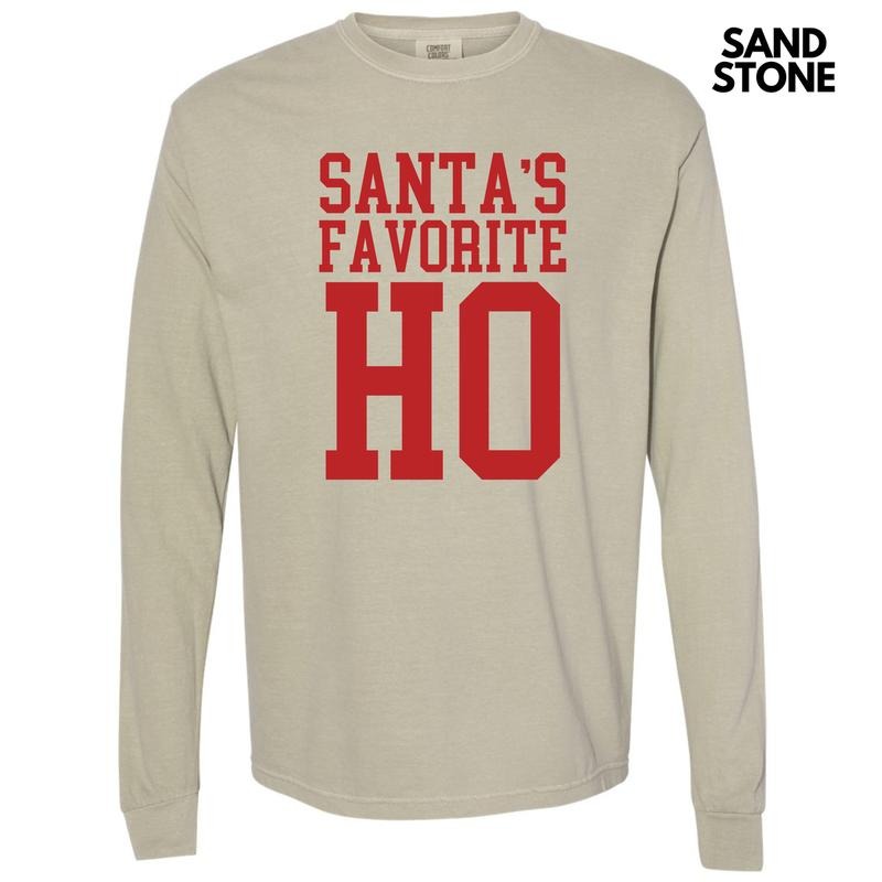 Red - Santa's Favorite Ho Long Sleeve Comfort Colors T-Shirt 'NLB' Hoodie, Sweatshirt | PrintMintTees.com