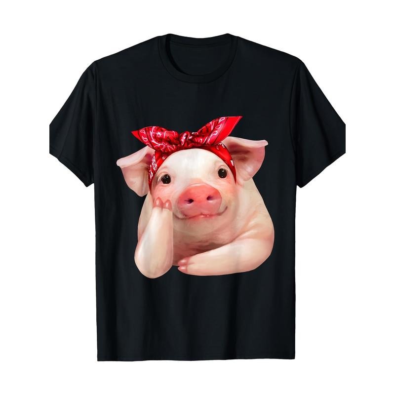 Red Bandanna Pig Funny I Love Piggy T Shirt220g made in usa Shirt Hoodie Sweatshirt | PrintMintTees.com