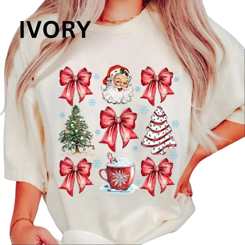 Red Doodles Christmas Shirt~ Unisex Apparel Relaxed Fit Printed In The USA Clothing Womenswear Casual Comfort Cotton Top...