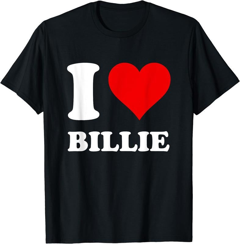 Red Heart I Love Billie Cotton Short Sleeve Size S 5XL Shirt Hoodie Sweatshirt