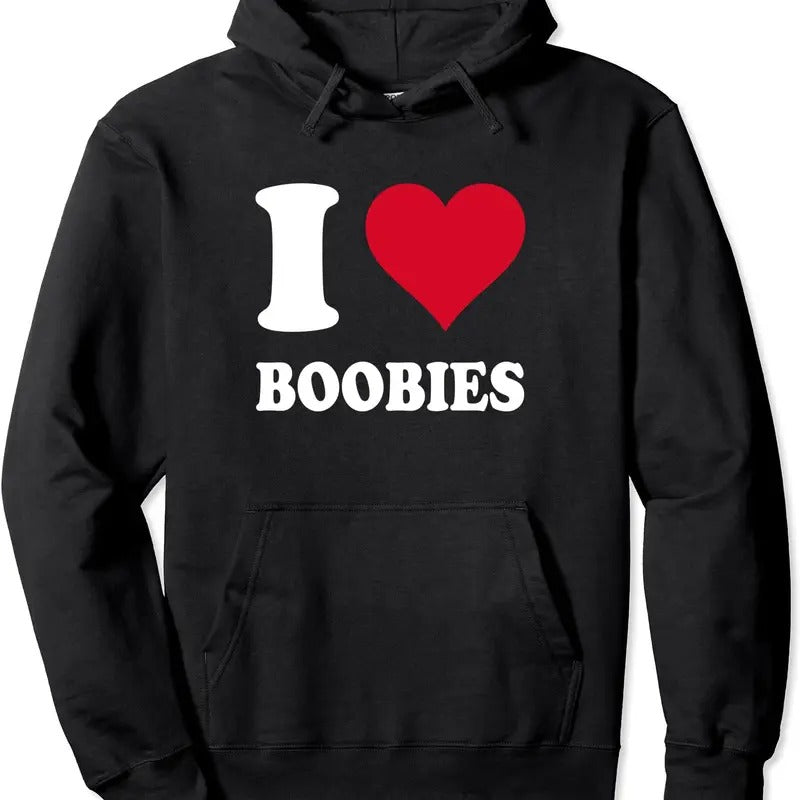 Red Heart I Love Boobies Hoodie | Unisex Hooded Sweatshirt T-Shirts | PrintMintTees.com
