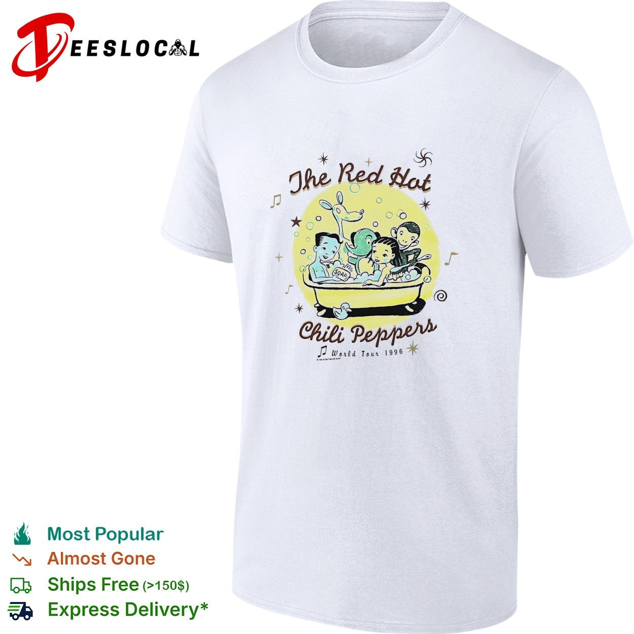 Red Hot Chili Peppers world tour 1990 hot tub poster shirt