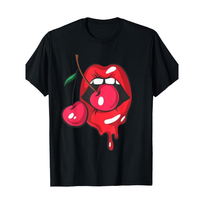 Red Lips and Cherry Sexy Chic Retro Gift T-shirt -100% Cotton Made in USA Hoodie Sweatshirt | PrintMintTees.com