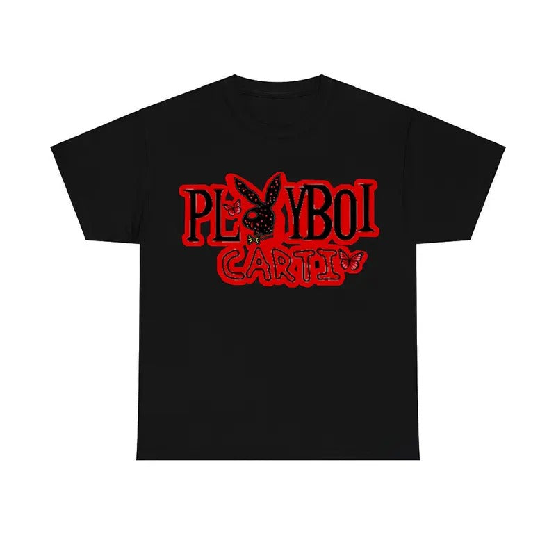 Red Playboiii 2025 T-Shirt Cartii Fans Black Tee Hoodie, Sweatshirt | PrintMintTees.com