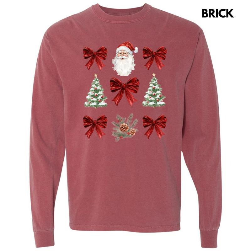 Red Santa Collage Long Sleeve Comfort Colors T-Shirt 'NLB' Hoodie Sweatshirt | PrintMintTees.com