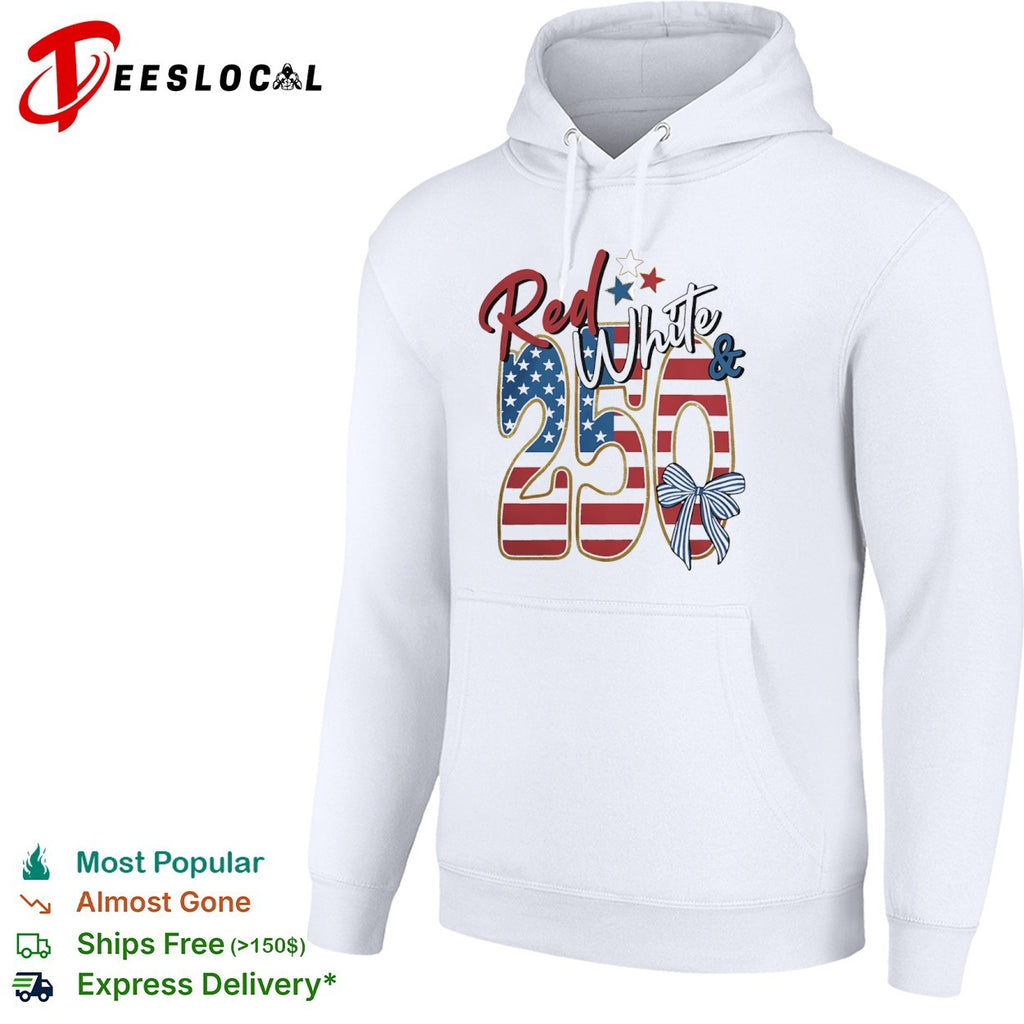 Red White and 250 USA Flag Patriotic Independence Day Fourth of July Celebration shirt