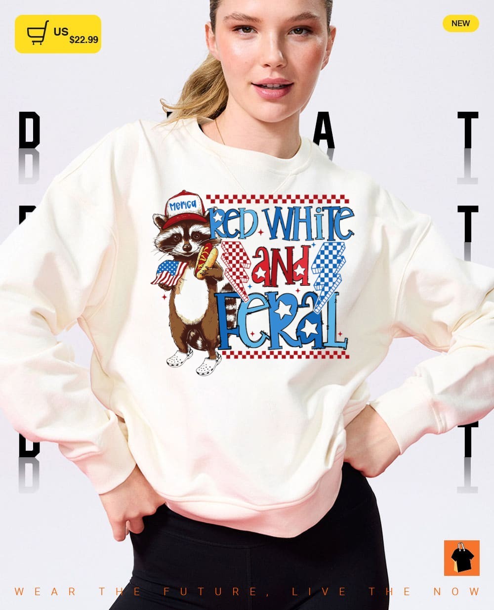 Red White and Feral Funny Raccoon 4th Of July shirt