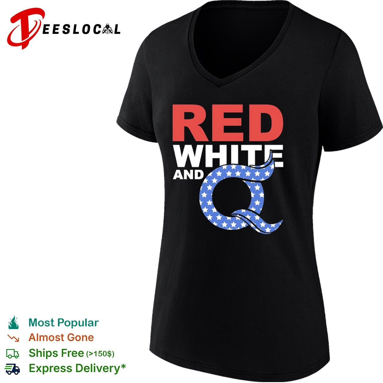 Red White and Q Patriotic QAnon Movement Slogan American Flag shirt