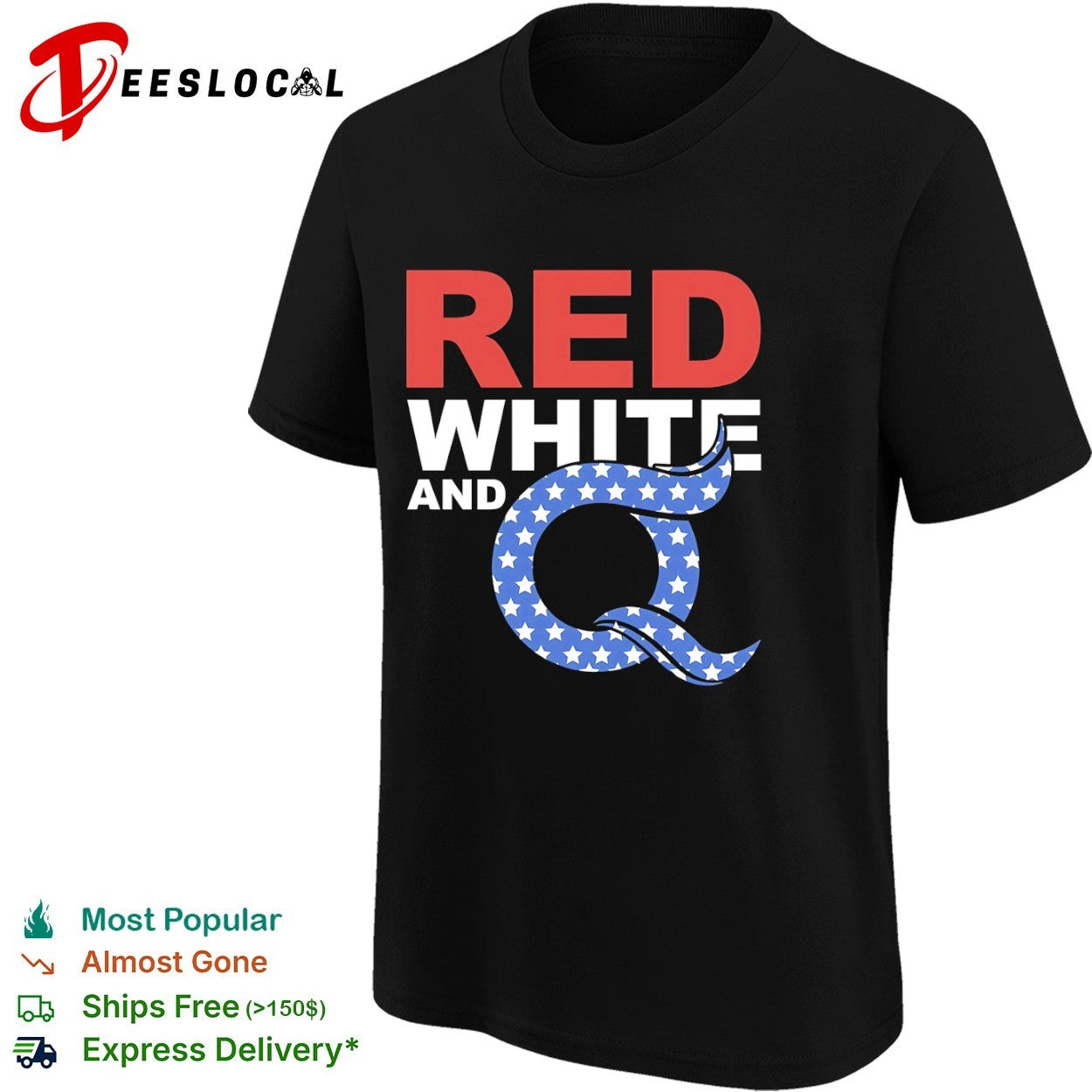 Red White and Q Patriotic QAnon Movement Slogan American Flag shirt