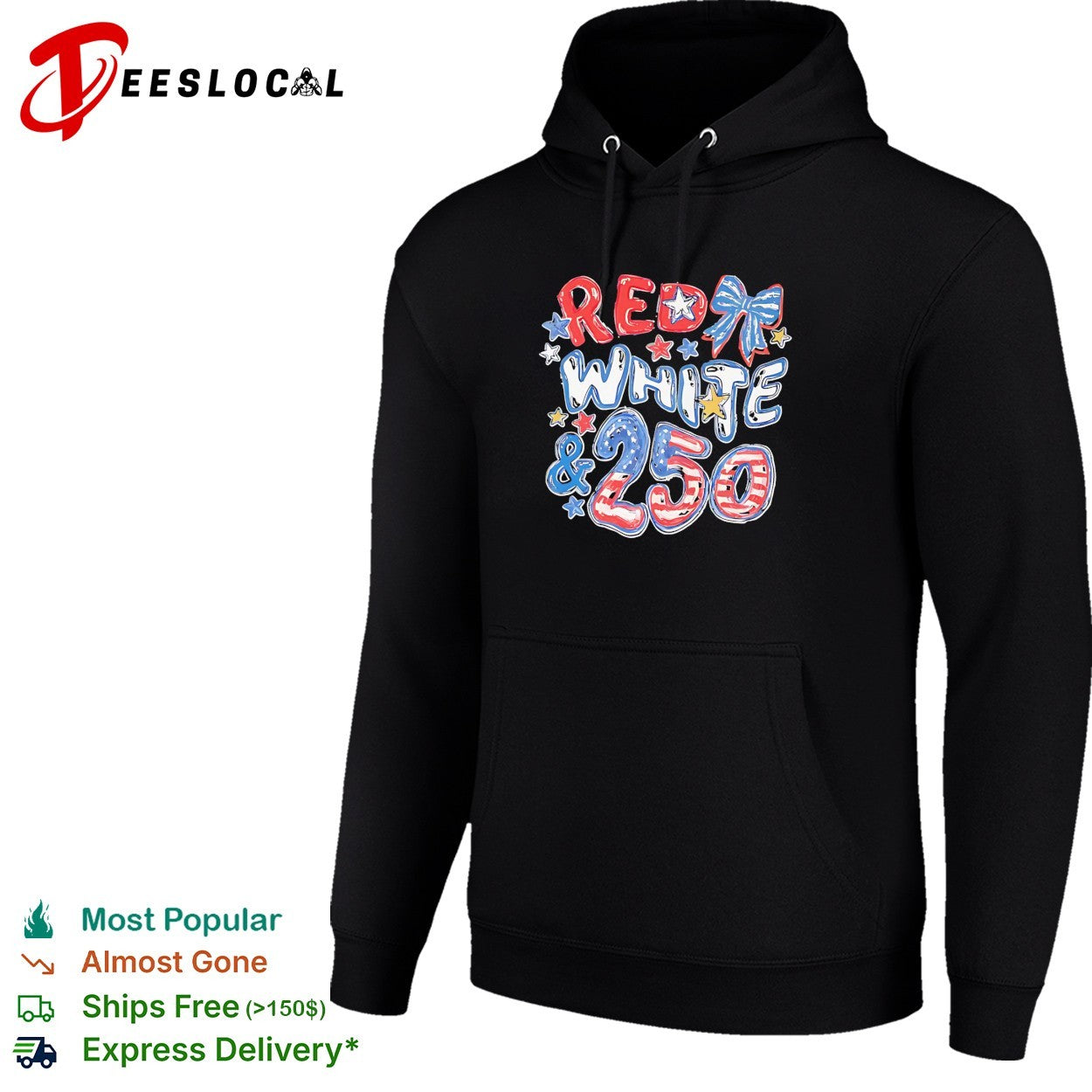 Red white and 250 America anniversary bow shirt