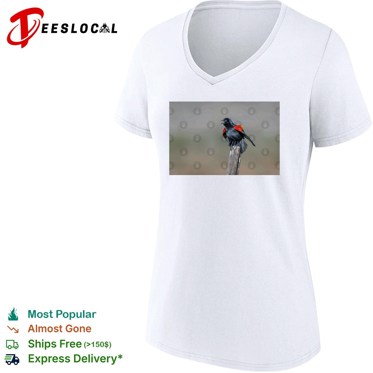 Red-winged blackbird singing shirt