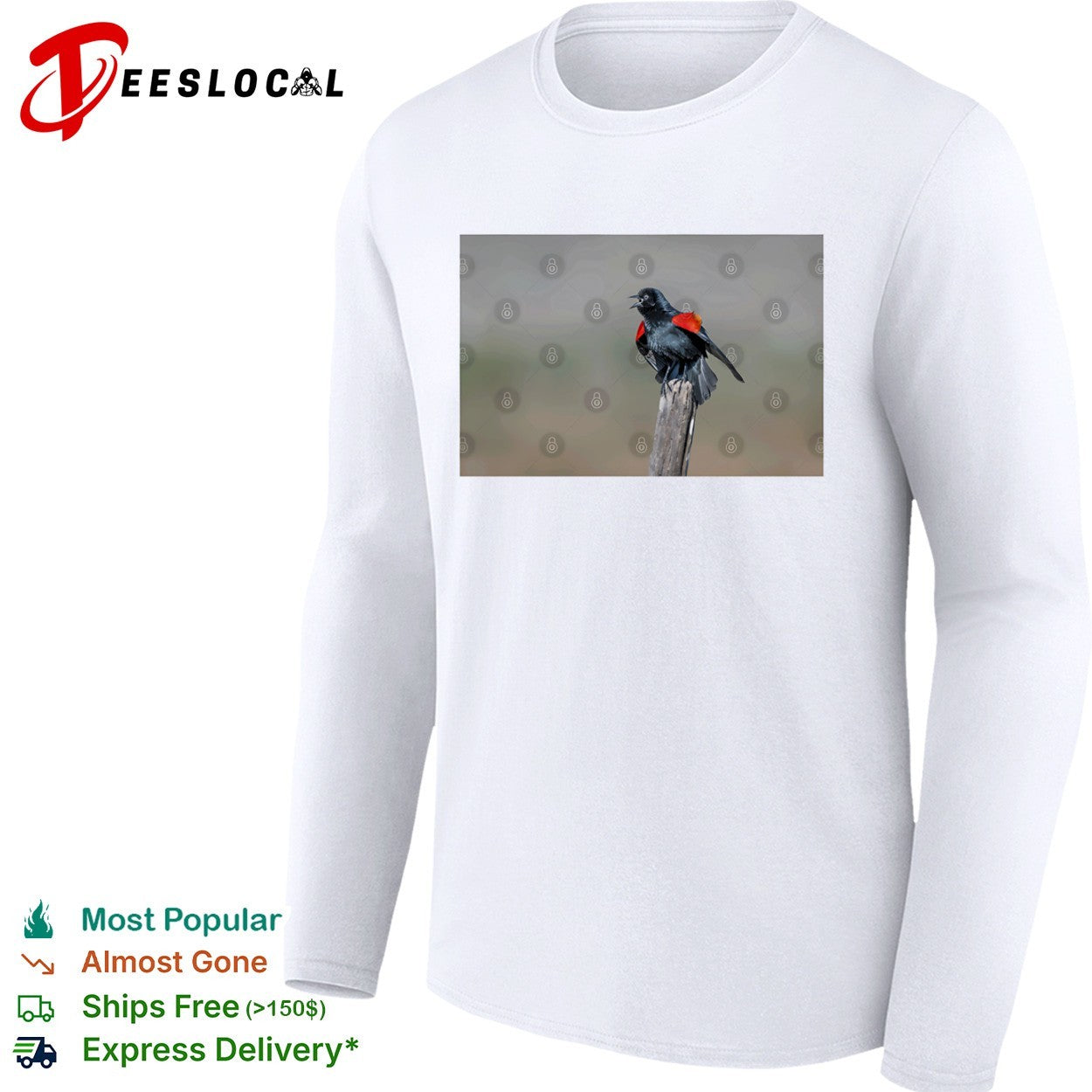 Red-winged blackbird singing shirt