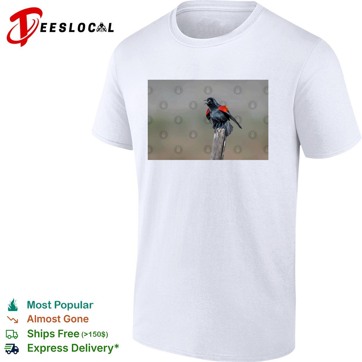 Red-winged blackbird singing shirt