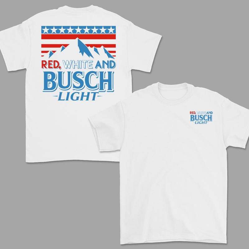 Red, White And Busch Light 2 Sided T-Shirt, For Men And Womenswear, Trendy Shirt Hoodie Sweatshirt | PrintMintTees.com