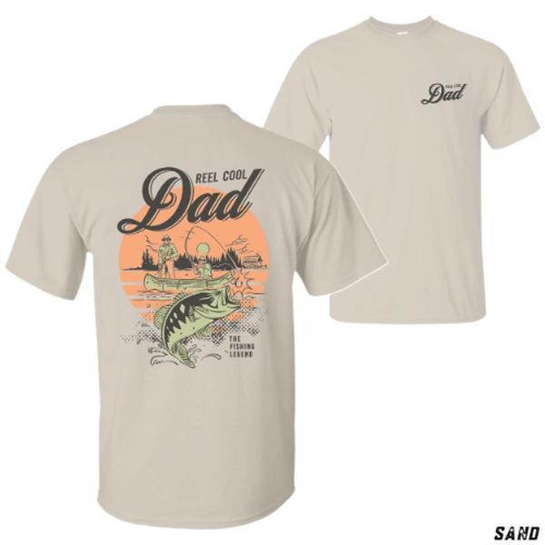 Reel Cool Dad Fishing T-shirt Vintage Bass Design Soft Cotton Tee Classic Width Rib Collar Perfect Gift For Fishermen...