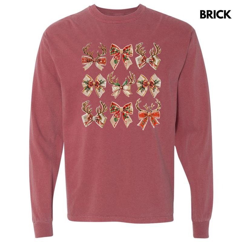 Reindeer Coquette Collage Long Sleeve Comfort Colors T-Shirt 'NLB' Hoodie, Sweatshirt | PrintMintTees.com