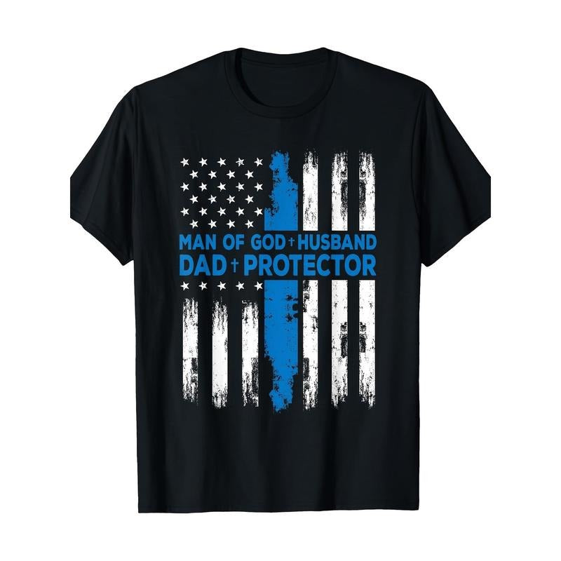 Religious Man Of God Husband Dad Protector T-Shirt - 220g made in usa Hoodie Sweatshirt | PrintMintTees.com