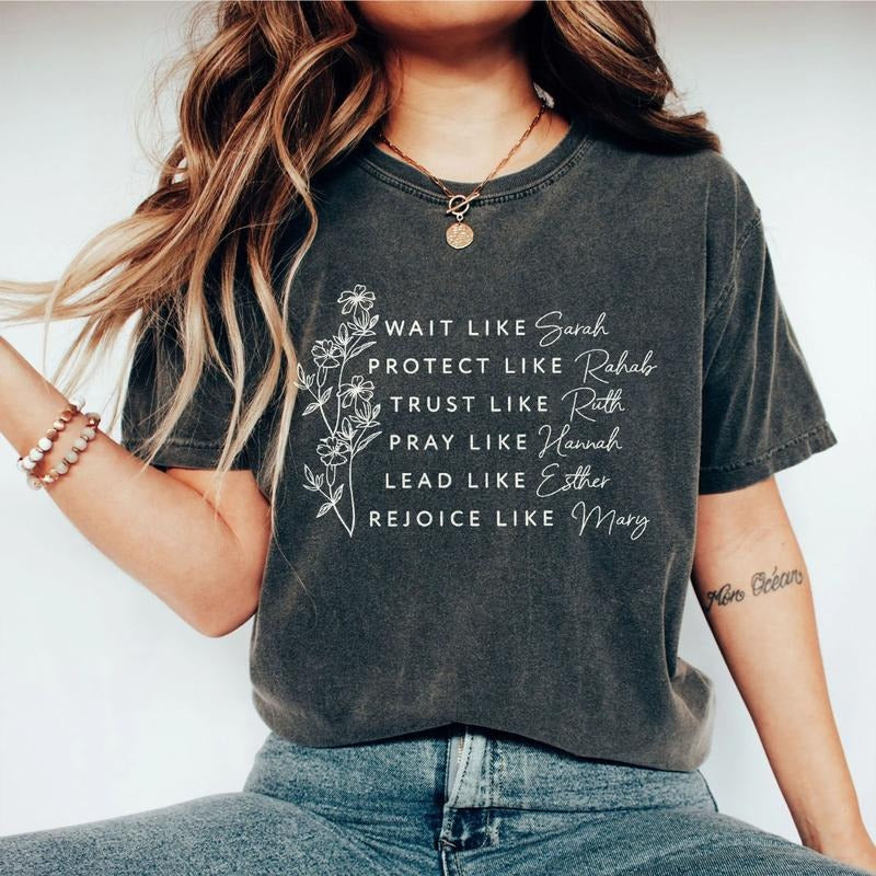 Religious Shirt, Women of the Bible Shirt, Bible Verse Shirt, Comfort Faith Shirt, Boho Christian Shirt, Floral Women...