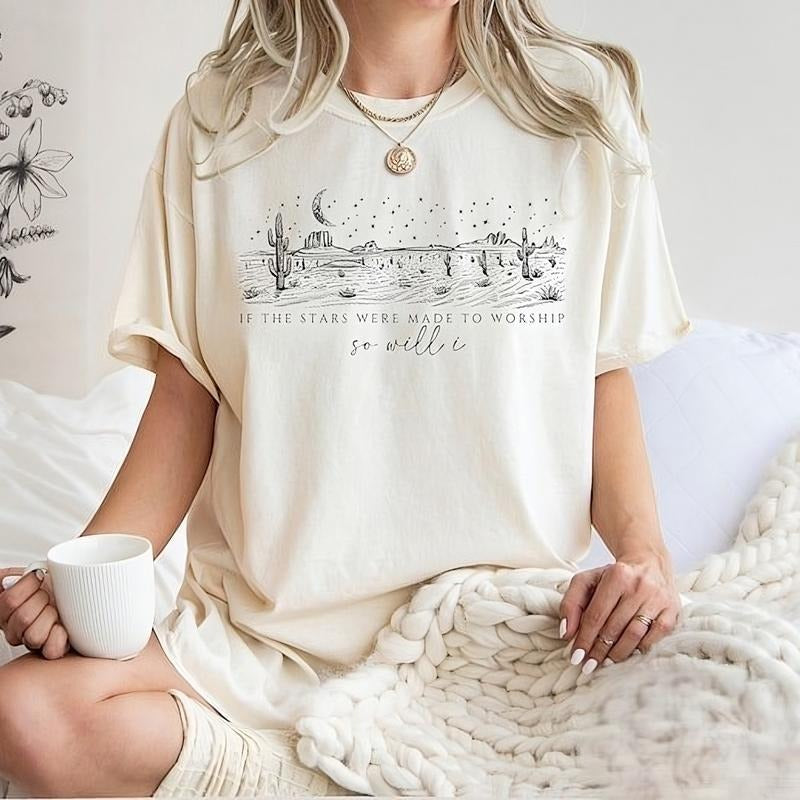 Religious Tshirt, If The Stars Were Made To Worship Shirt, Christian Shirt, Bible Verse TShirt, Faith Shirt, Oversized...