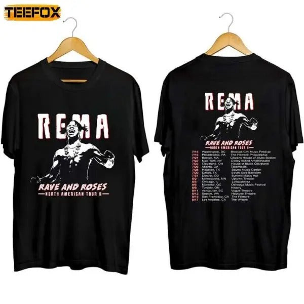 Rema North American Rave And Rose Tour 2023 Concert Short-Sleeve T-Shirt Hoodie Sweatshirt | PrintMintTees.com