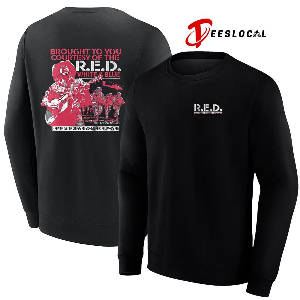 Remember Everyone Deployed brought to you courtesy of the red white and blue graphic shirt