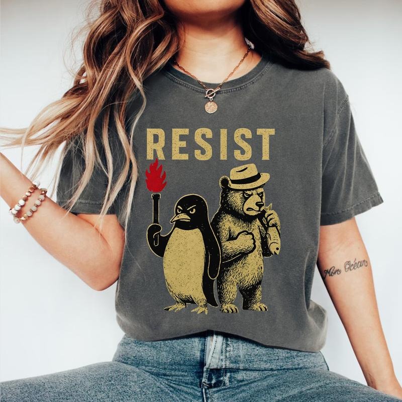 Resist Smokey Bear and Penguin Ver 2 T-Shirt, 8647 Inspired Sweatshirt, Social Justice Activism Hoodie, Feminist Tee,...