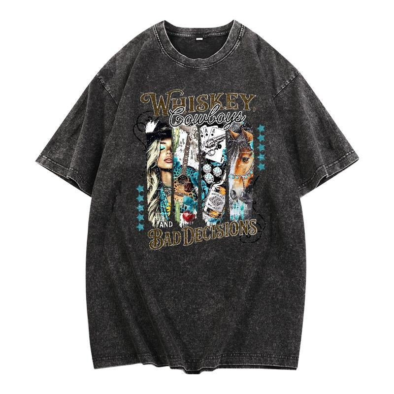 Retro - Washed T - Shirt: Embrace the Whiskey - Cowboy Lifestyle style 02 Hoodie Sweatshirt | PrintMintTees.com