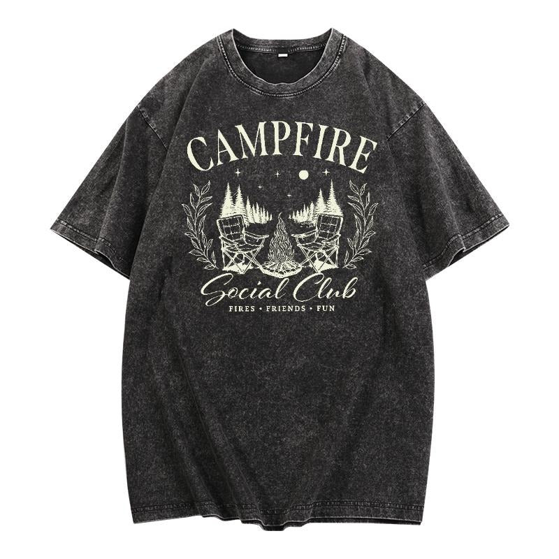 Retro - Washed T - Shirt: Join the Campfire Social Club for Outdoor Adventures style 02 Hoodie Sweatshirt | PrintMintTees.com