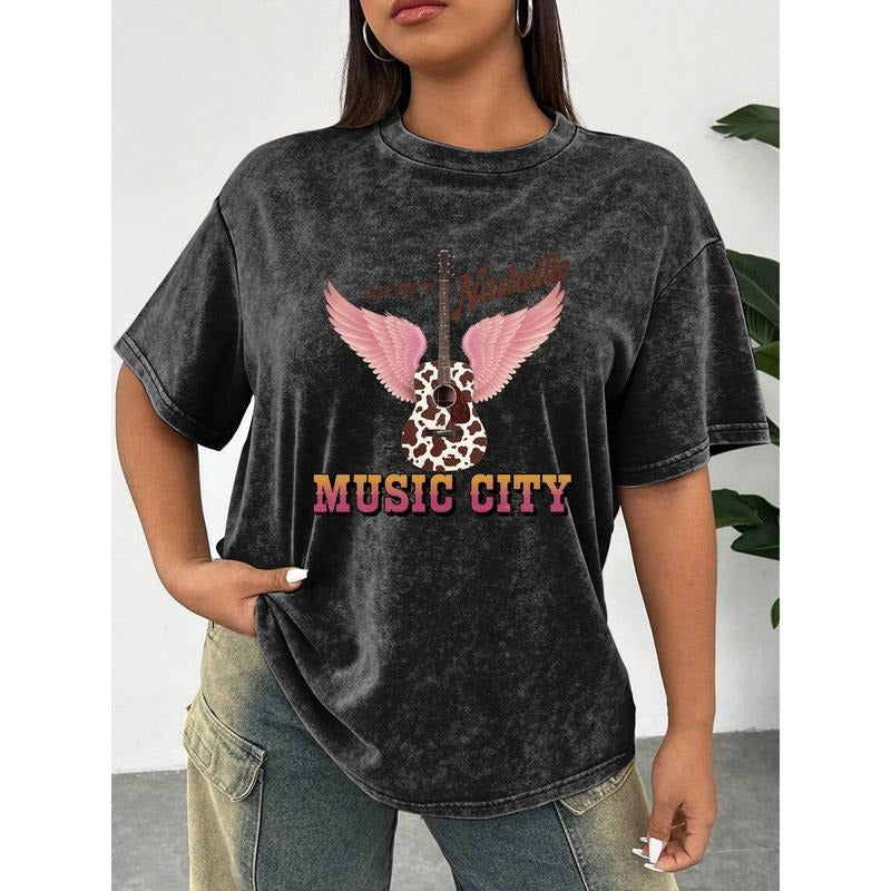 Retro - inspired Washed T - shirt: "Take Me to Nashville Music City" Design style 02 Hoodie Sweatshirt | PrintMintTees.com