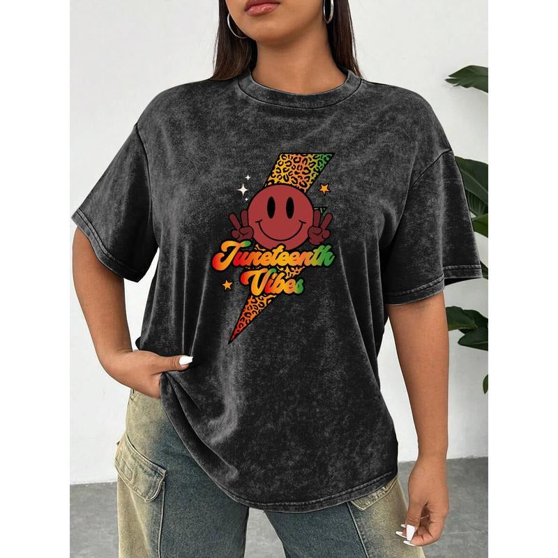 Retro - styled Washed T - shirt: "Juneteenth Vibes" Design style 02 Hoodie Sweatshirt | PrintMintTees.com