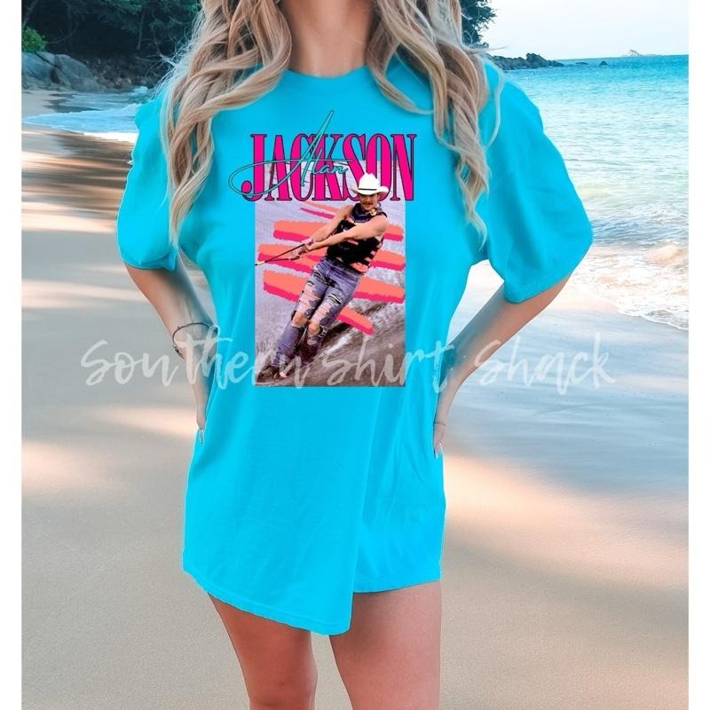 Retro Alan Jackson Chattahoochee T shirt  | lagoon blue comfort colors t shirt Hoodie Sweatshirt | PrintMintTees.com