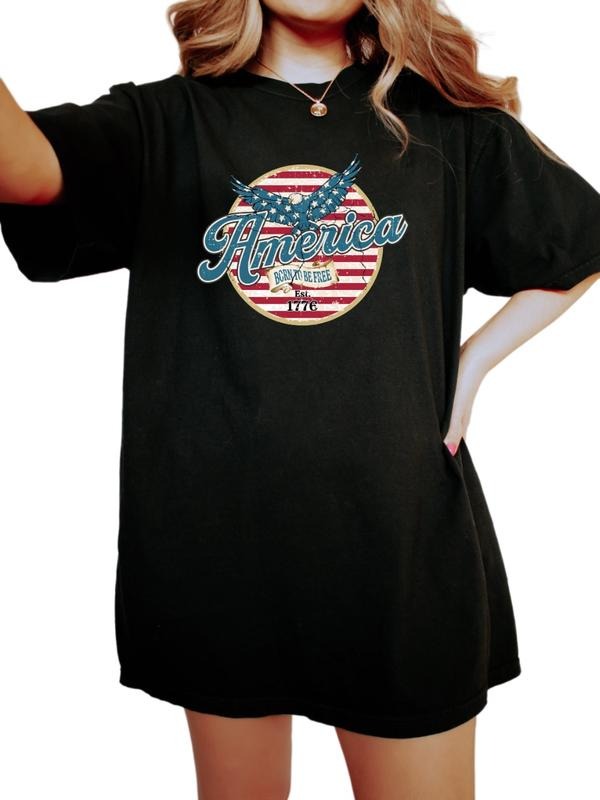 Retro America Font Usa Shirt, America Patriotic Shirt, Independence Merica Gift Shirt, American Flag Tshirt, Shirt For...