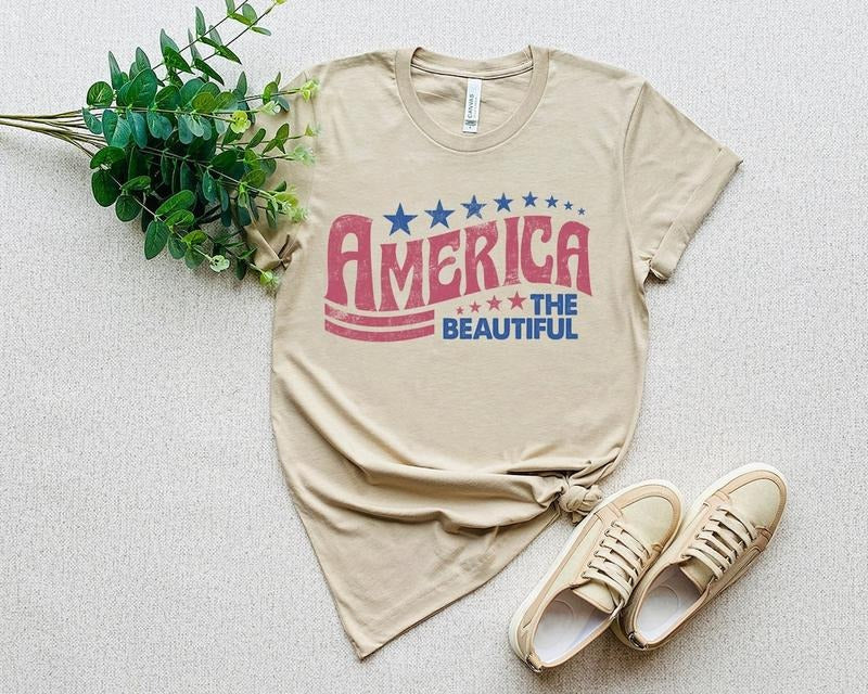 Retro America Shirt, America The Beautiful, 4th Of July Shirt Hoodie Sweatshirt | PrintMintTees.com