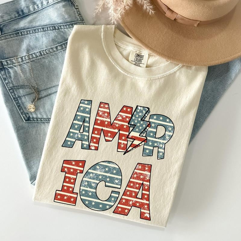 Retro America Patriotic 4th July Comfort Colors Crew Neck T-Shirts, Hoodie, Sweatshirt
