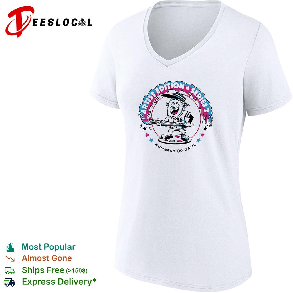 Retro Artist Edition Series 2 Numbers Game 26 Cartoon Baseball Paint Palette Mascot shirt