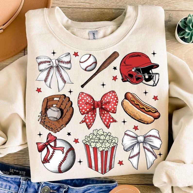 Retro Baseball Coquette Bow Sweatshirt Baseball Game Day Baseball Mom Sports Coquette Gift Shirt Hoodie | PrintMintTees.com