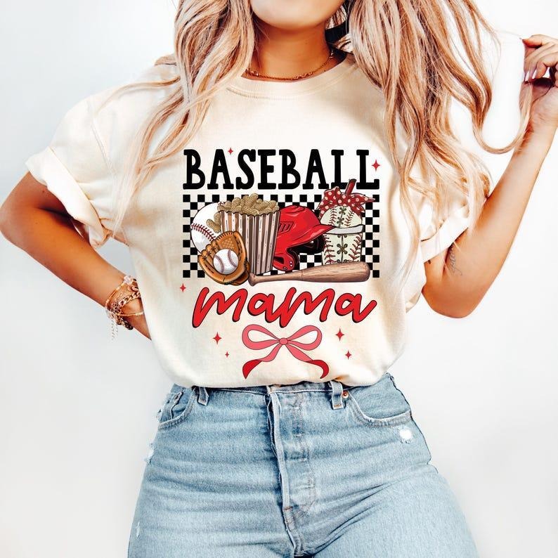 Retro Baseball Mama tshirt-sweatshirt-hoodie, Game Day Baseball Coquette sweatshirt, Baseball Bow tshirt, Baseball Mom...