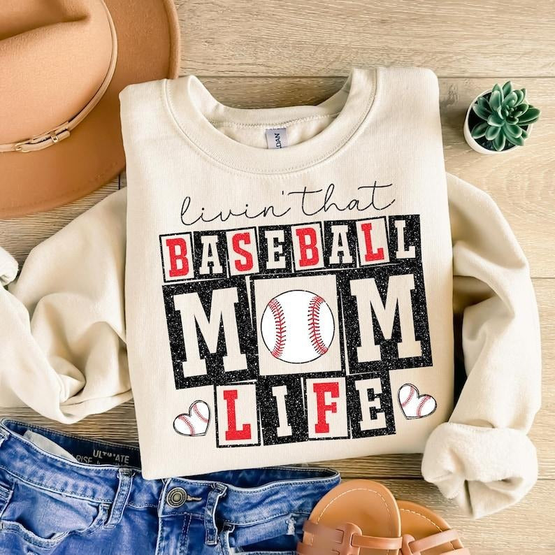 Retro Baseball Mom , Baseball , Baseball Mom Life ,  , Baseball Mama, Baseball  Sweatshirt Shirt Hoodie | PrintMintTees.com