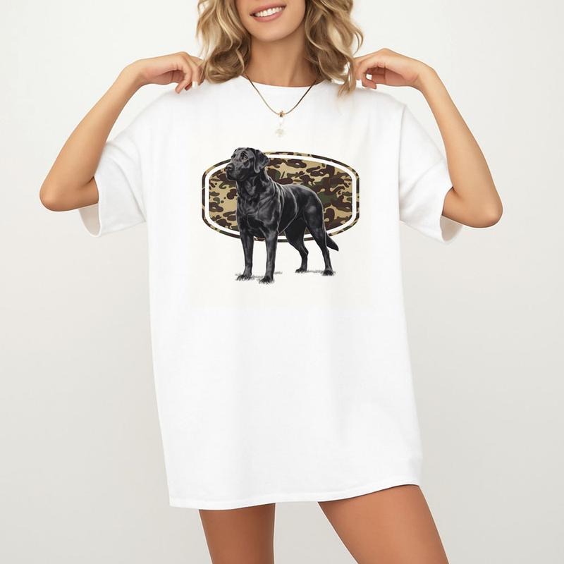 Retro Black Labrador Camo Hunting Dog T-shirt and Hunting Old School Camo Unisex Cotton Menswear Hoodie Sweatshirt